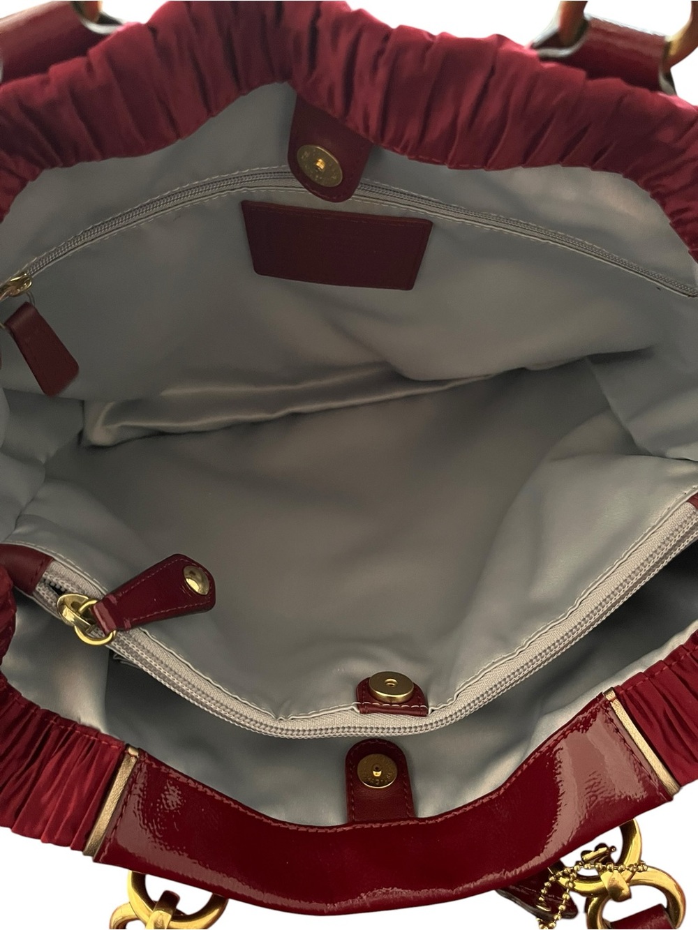 Coach F20050 Ashley Gathered Satin Carryall Satchel Bordeaux NWOT - Picture 15 of 15
